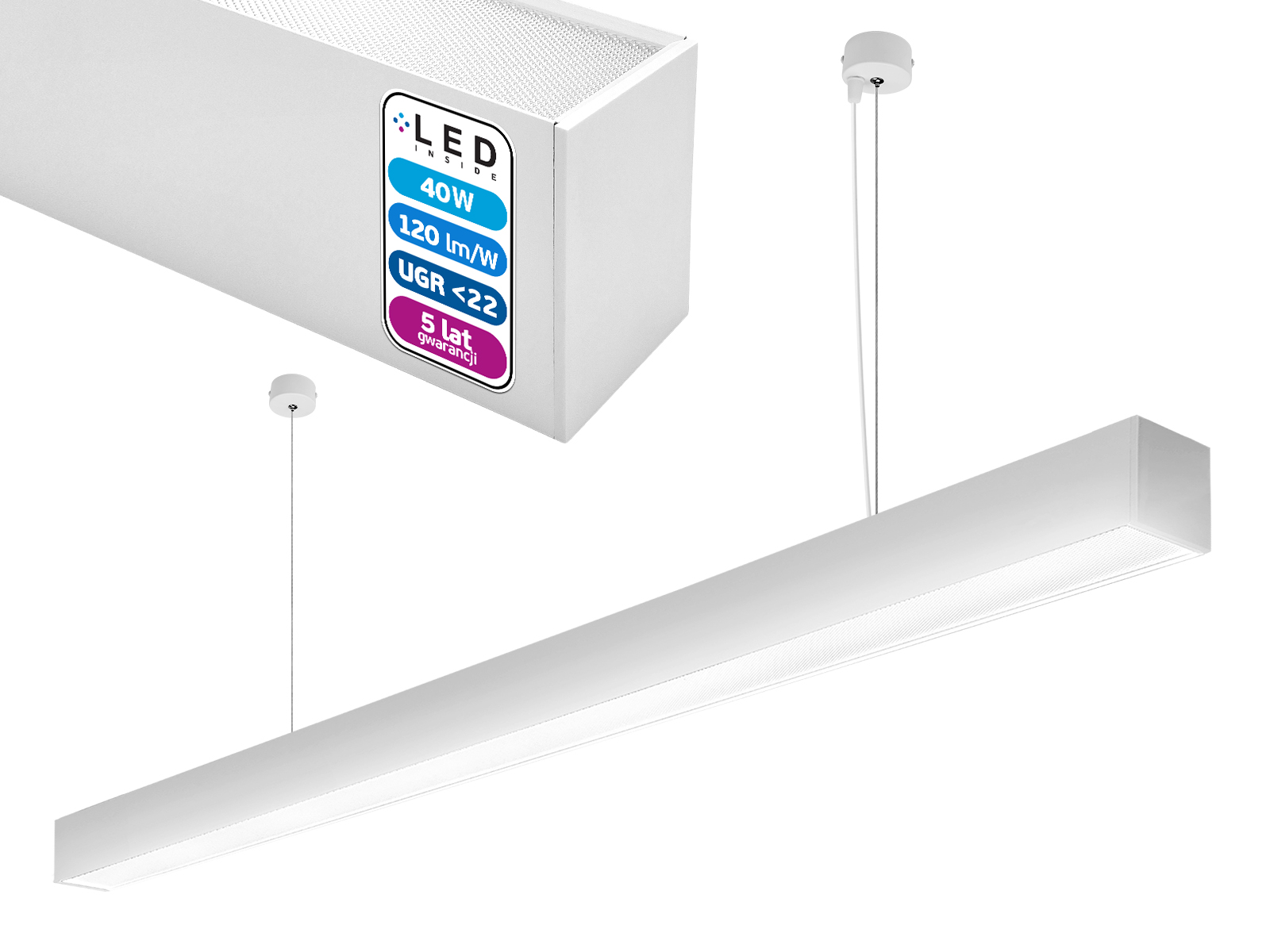 Lampa wisząca Schedar HL 40W 150cm 4000K Biała